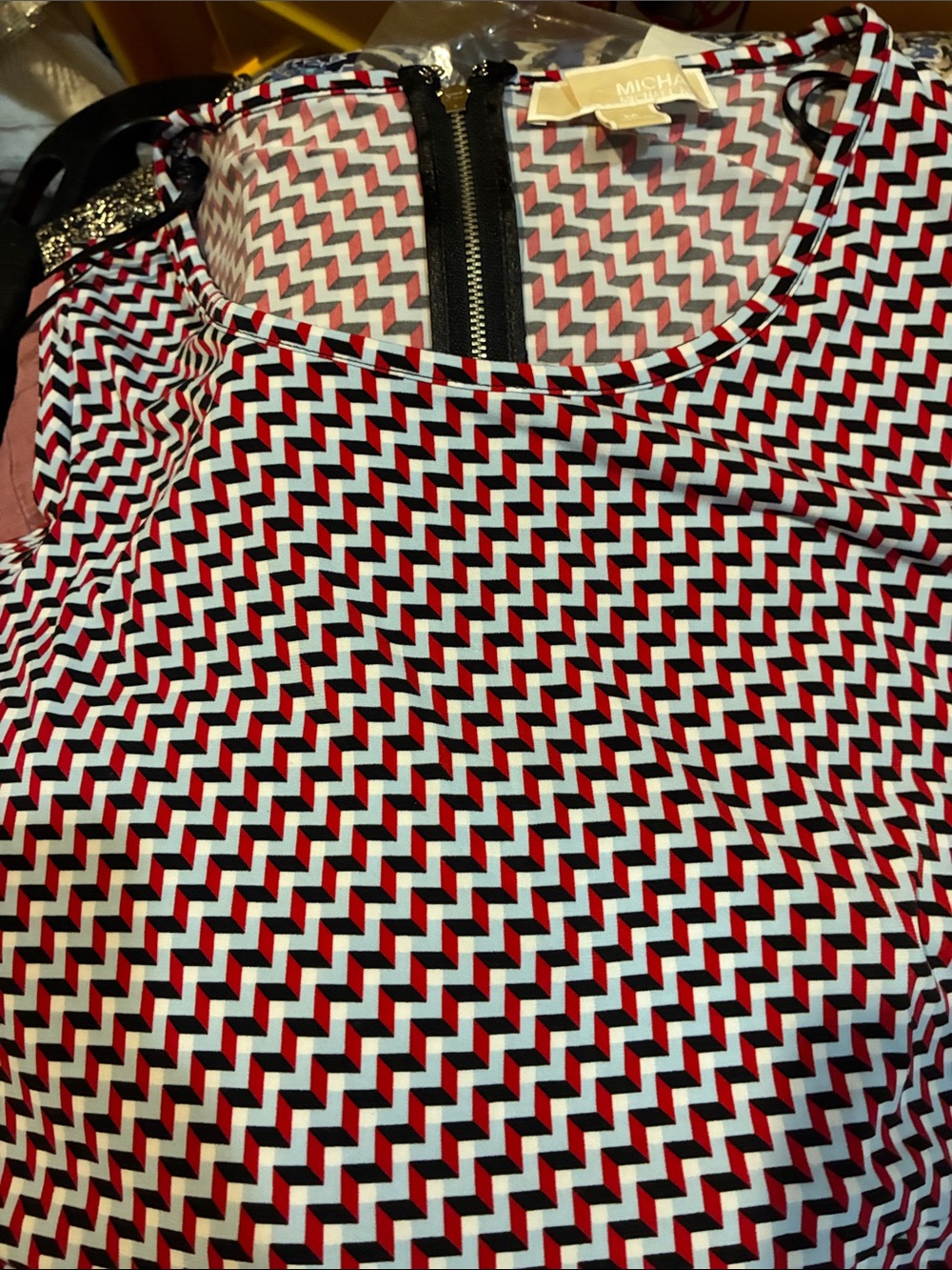 MICHAEL Michael Kors Sleeveless Geometric Print Top - Red, Black, White